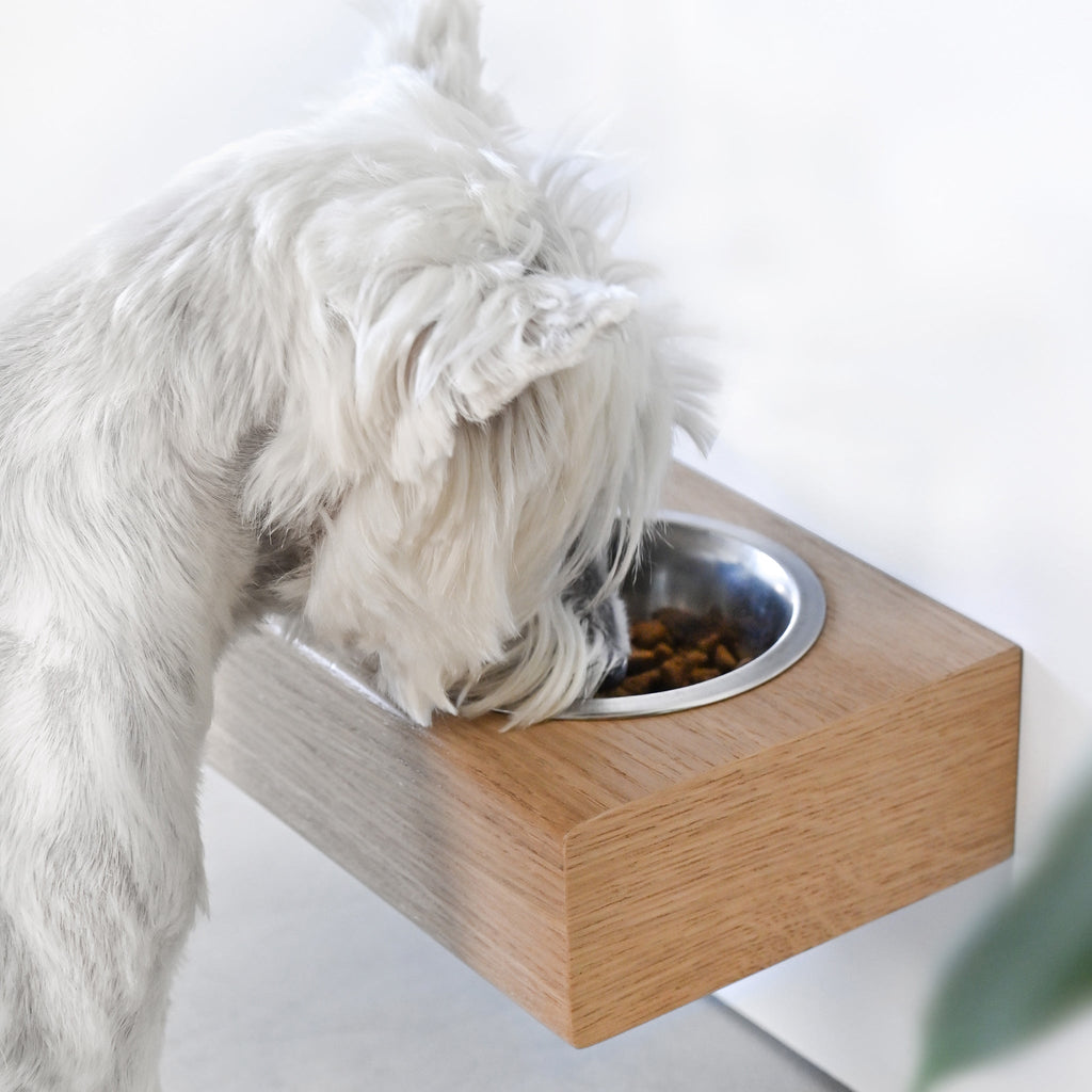 Small Dogs and Cats Wooden Elevated Stand, Young Dog Stand with Bowls