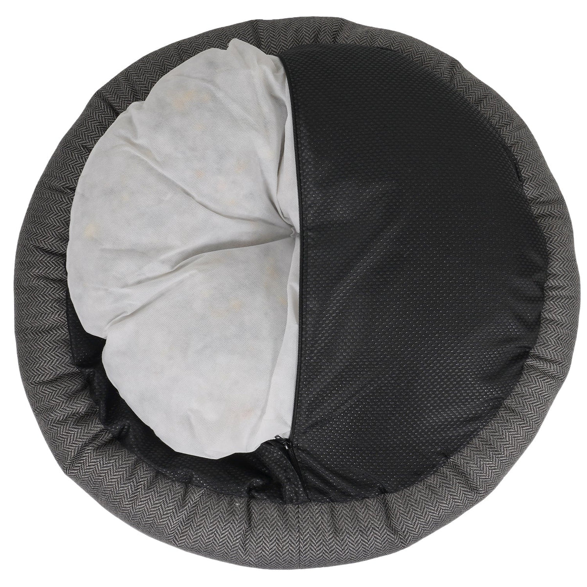 THE BALMORAL | LUXURY HERRINGBONE CALMING DONUT DOG BED